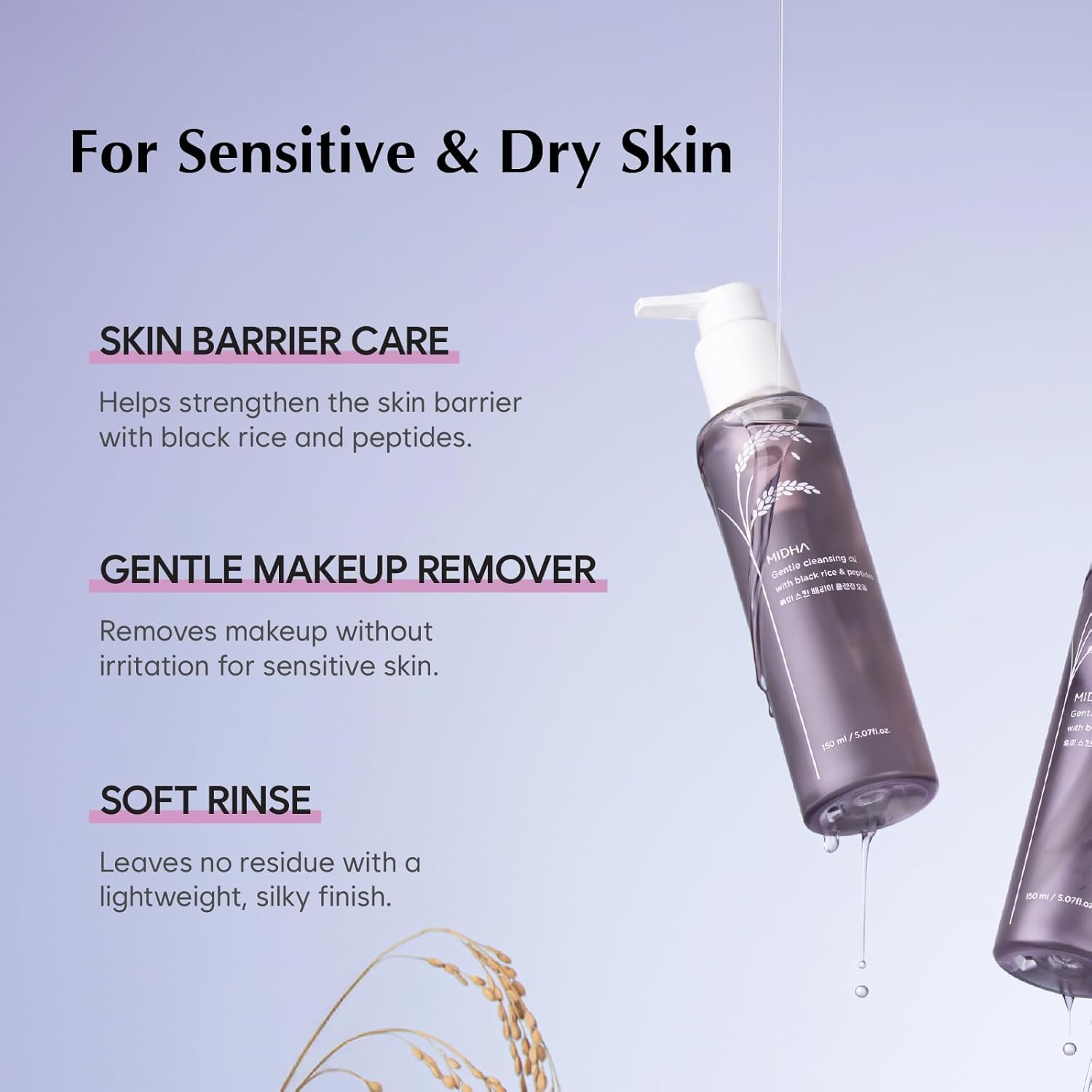 MIDHA Gentle Cleansing Oil with black rice & peptides