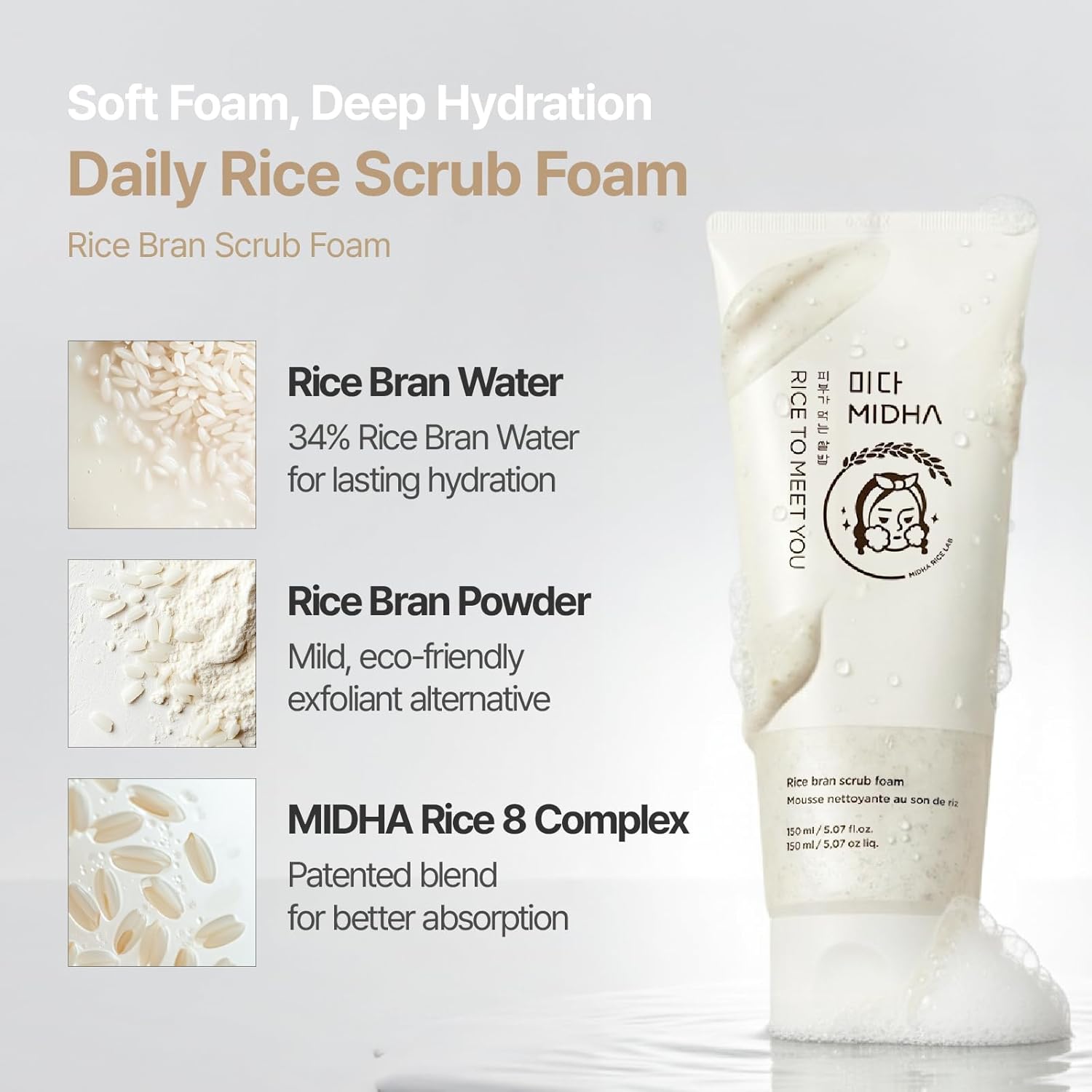 MIDHA RICE BRAN SCRUB FOAM